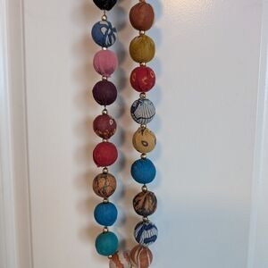 Colorful Fabric Wrapped Chunky Beaded Necklace